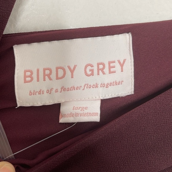 NEW Birdy Grey Shamin V Neck Crepe Bridesmaid Maxi Dress Cabernet Size Large - Picture 8 of 12